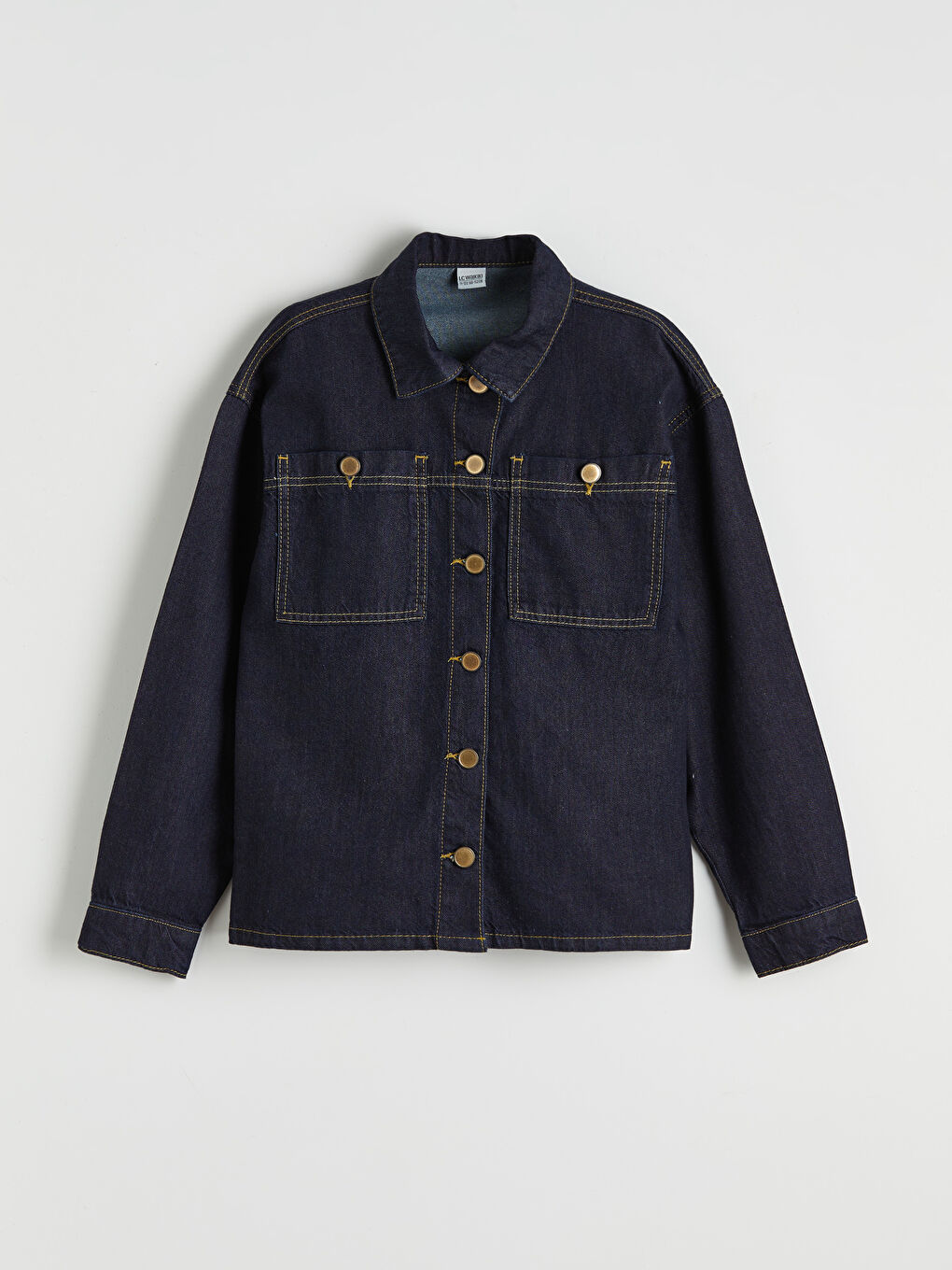 İndigo Uzun Kollu Kız Çocuk Jean Gömlek-3