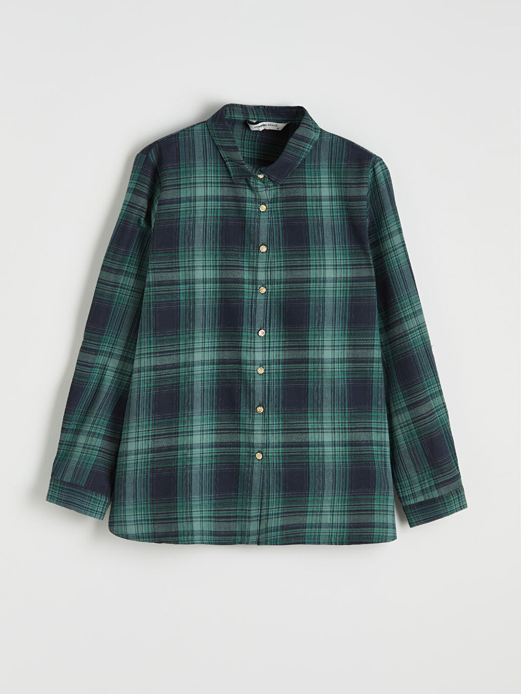 Yeşil Büyük Beden Ekose Kadın Gömlek