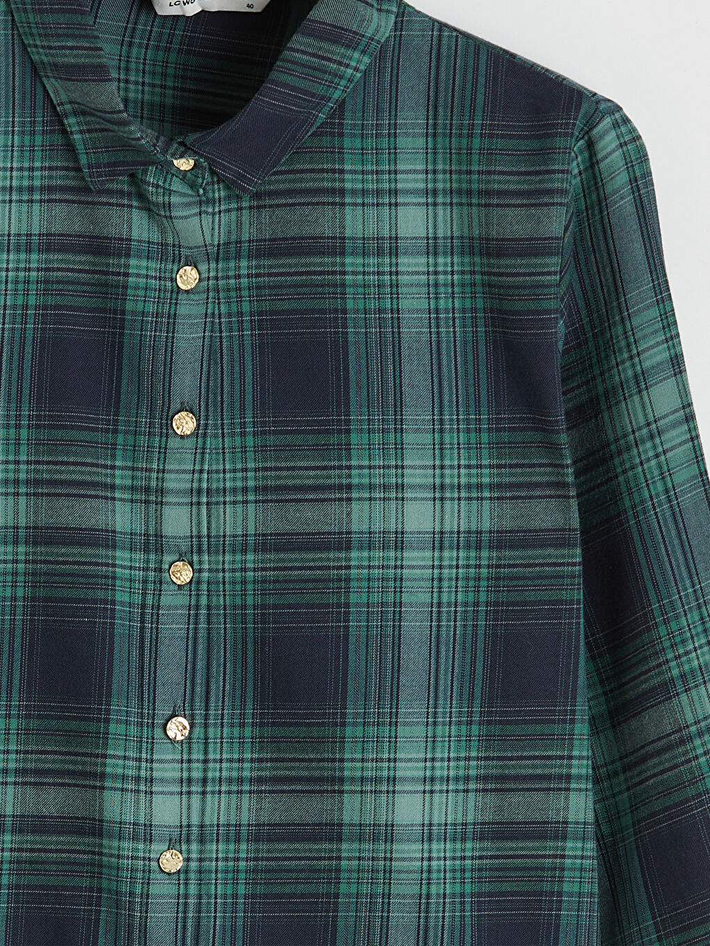 Yeşil Büyük Beden Ekose Kadın Gömlek-1