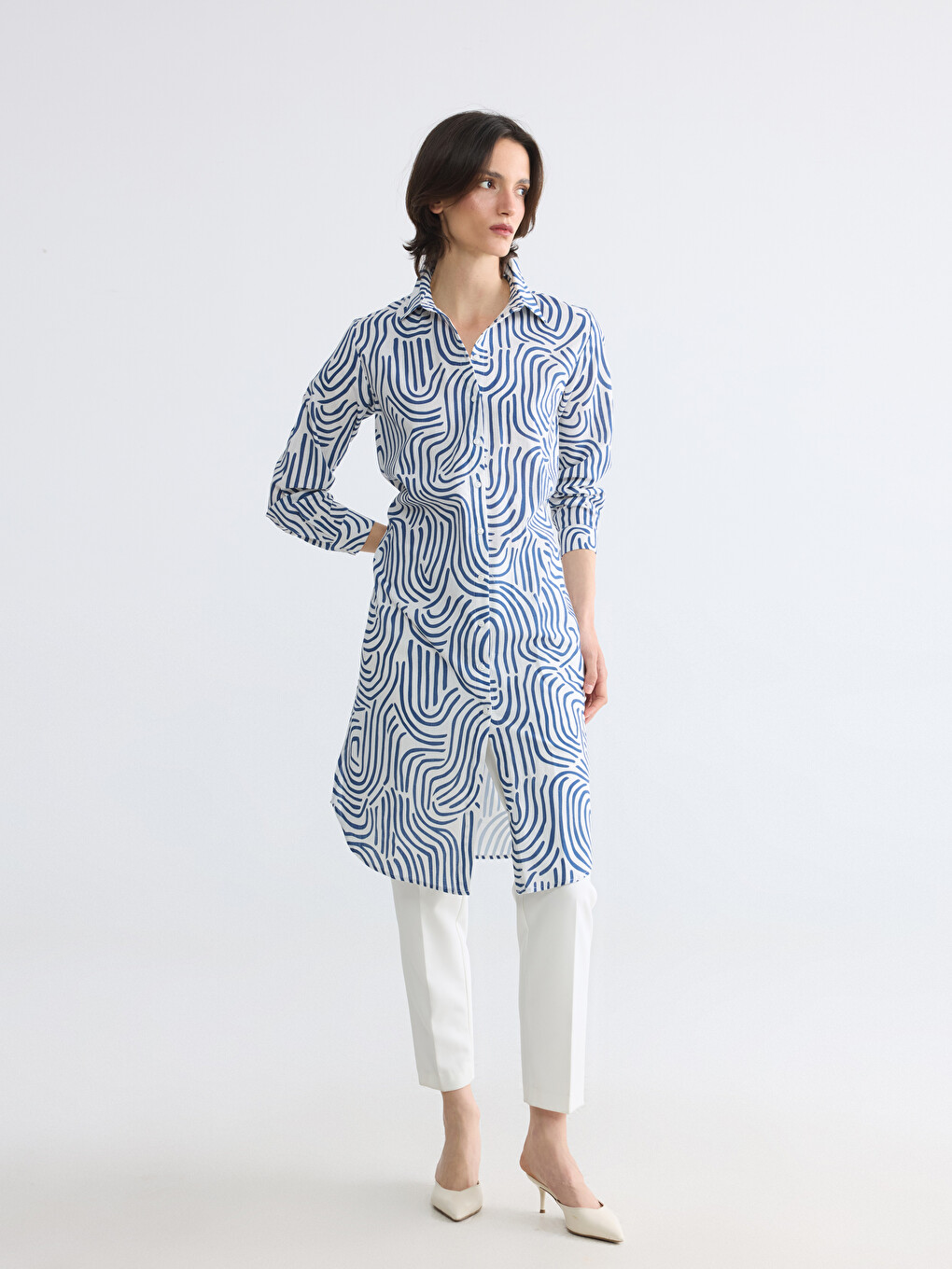 Patterned Women's Shirt Tunic-1