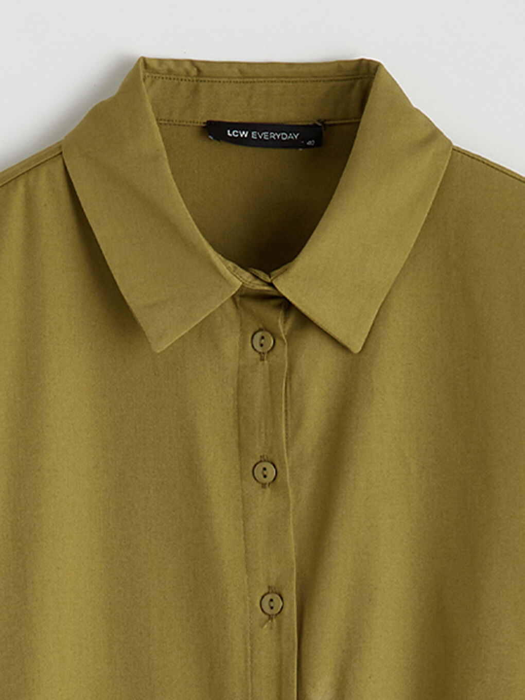 Yeşil Beli Kuşaklı Poplin Gömlek Elbise-2