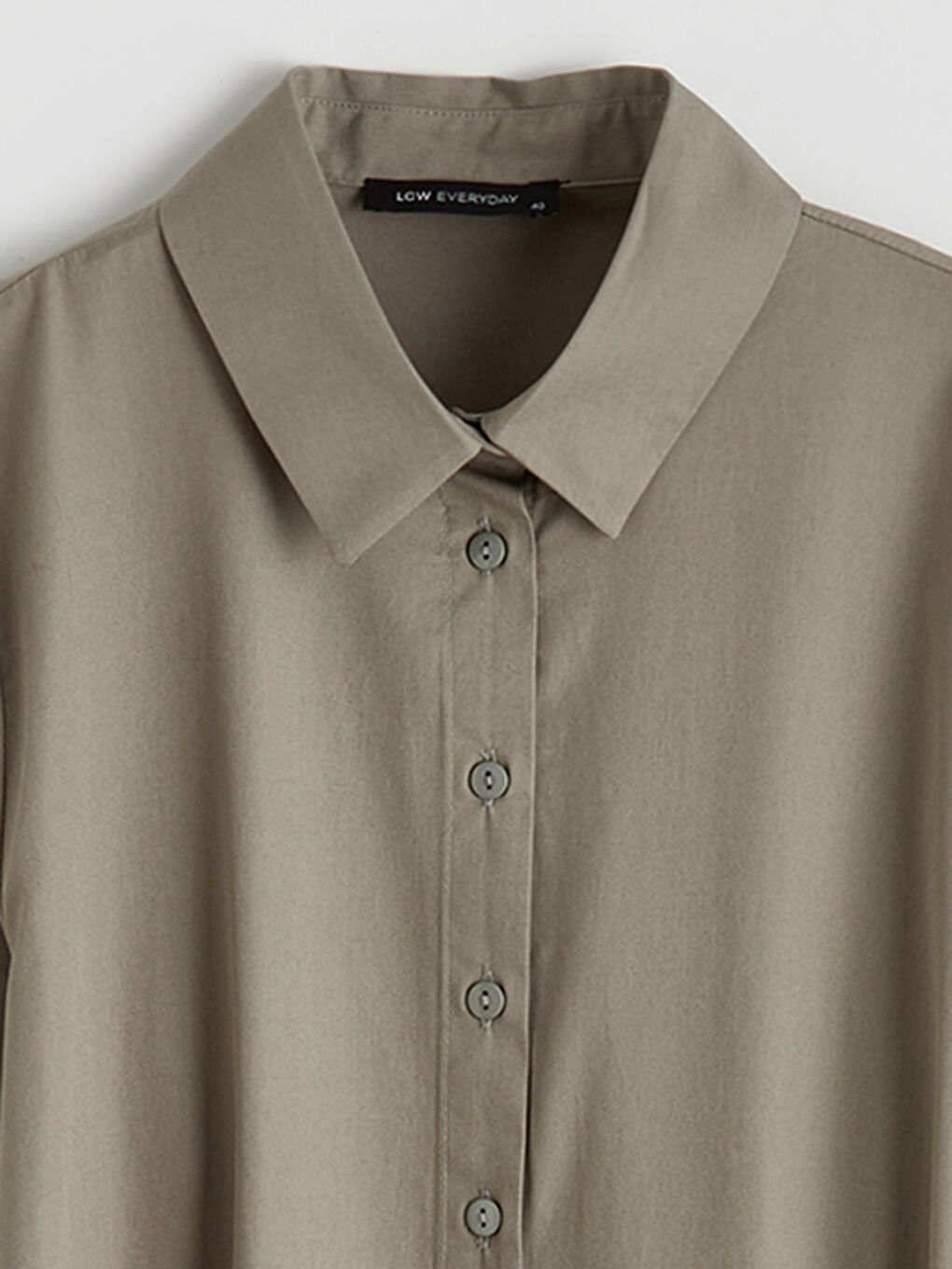 Yeşil Beli Kuşaklı Poplin Gömlek Elbise-2