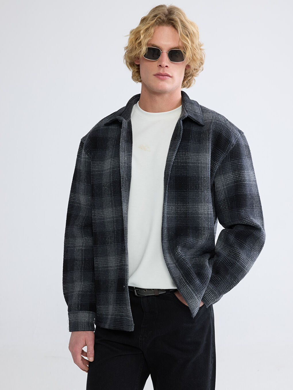 Siyah Regular Fit Yün Karışımlı Erkek Gömlek Ceket