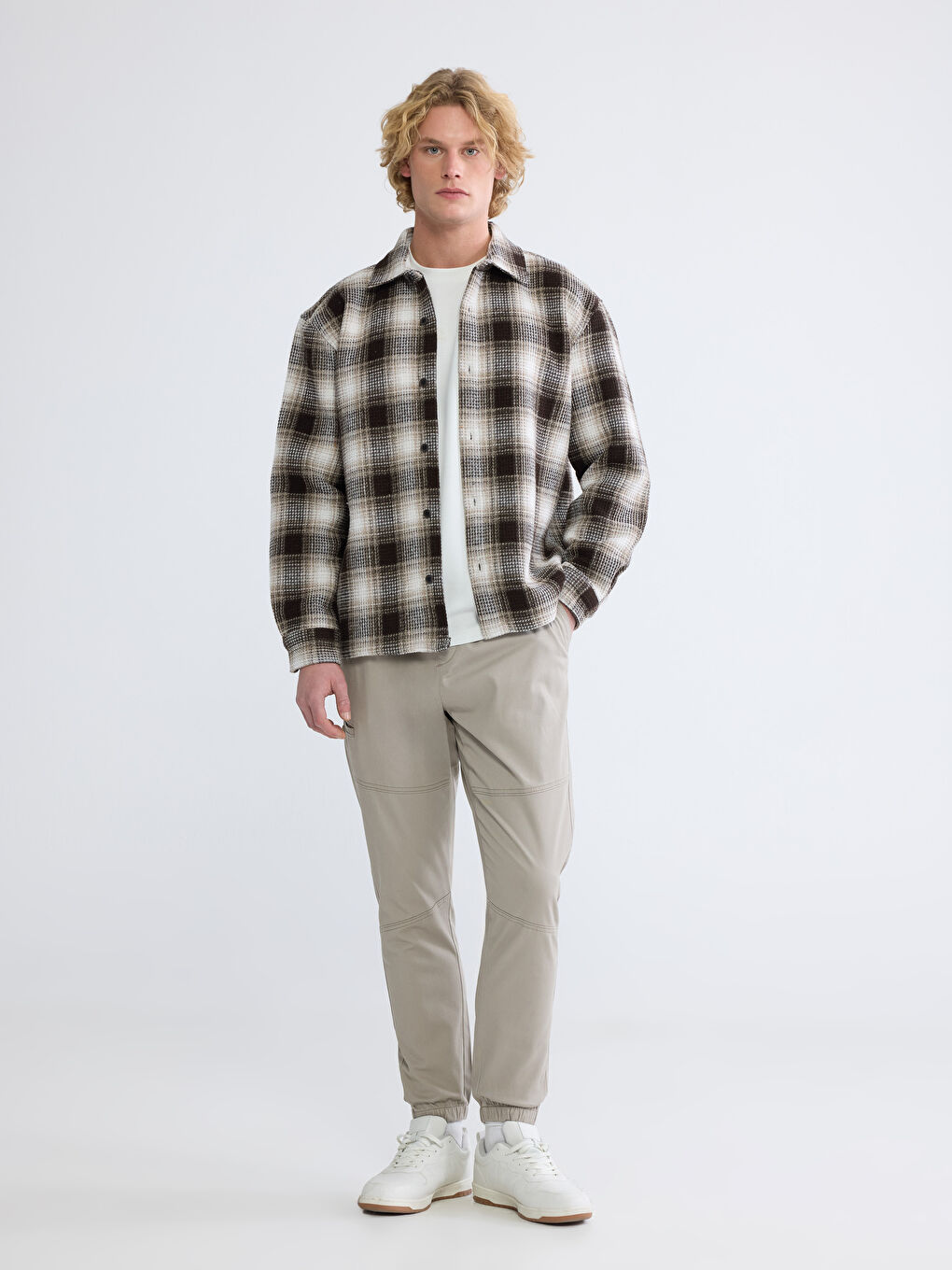 Regular Fit Plaid Shirt Jacket for Men-1