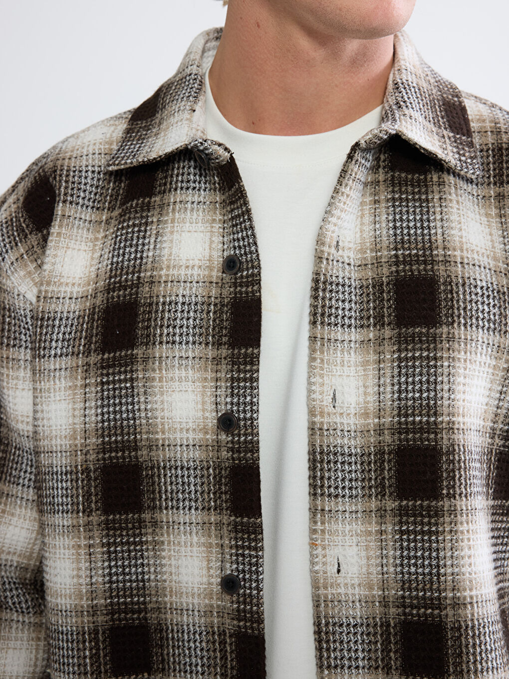 Regular Fit Plaid Shirt Jacket for Men-2