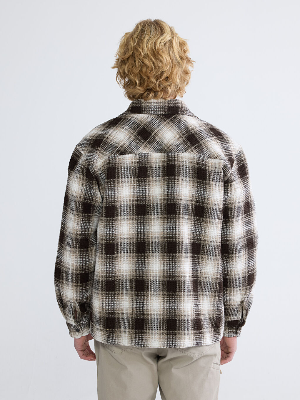 Regular Fit Plaid Shirt Jacket for Men-3