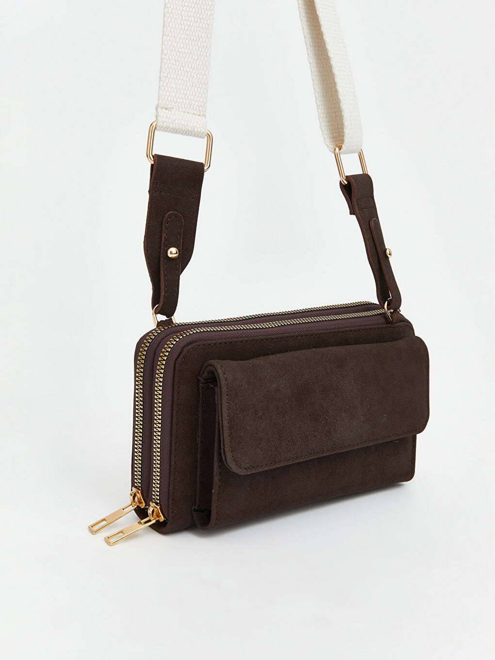 Kahverengi Süet Görünümlü Kadın Omuz Çantası-1