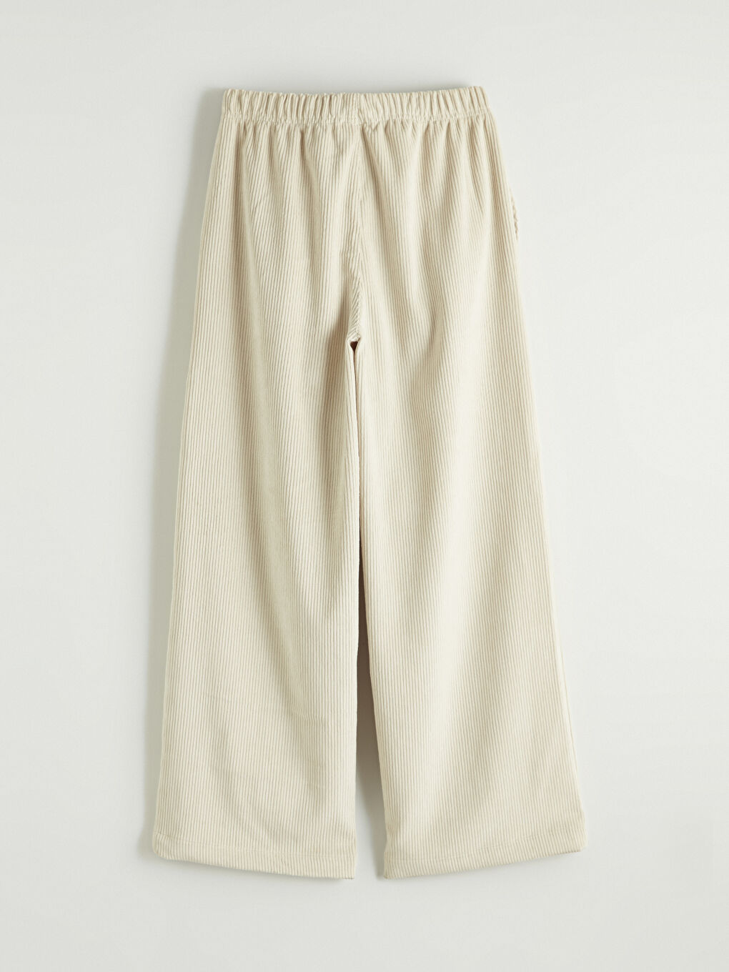 Bej Beli Lastikli Kadife Kız Çocuk Pantolon-2