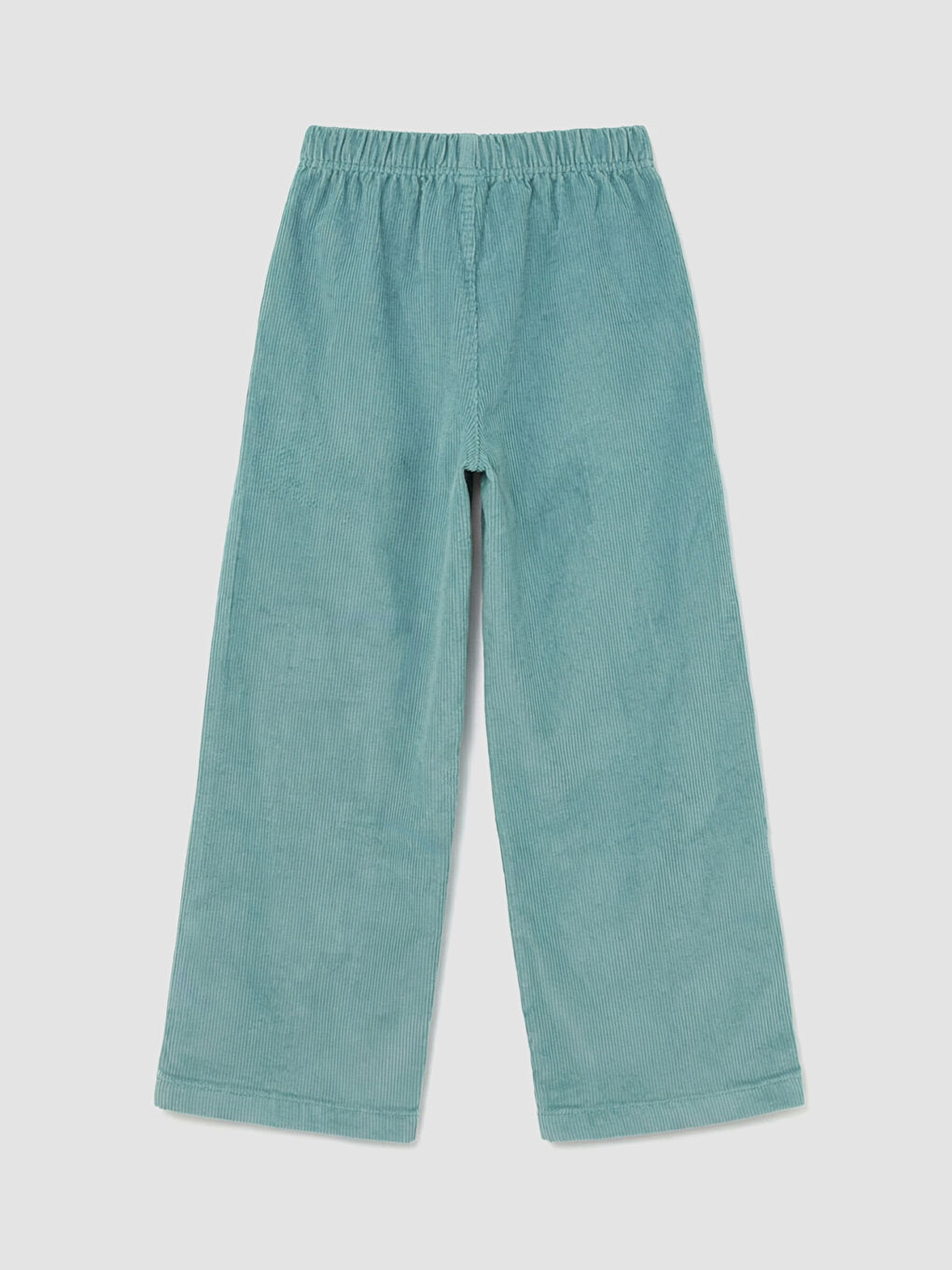 Yeşil Beli Lastikli Kadife Kız Çocuk Pantolon-1