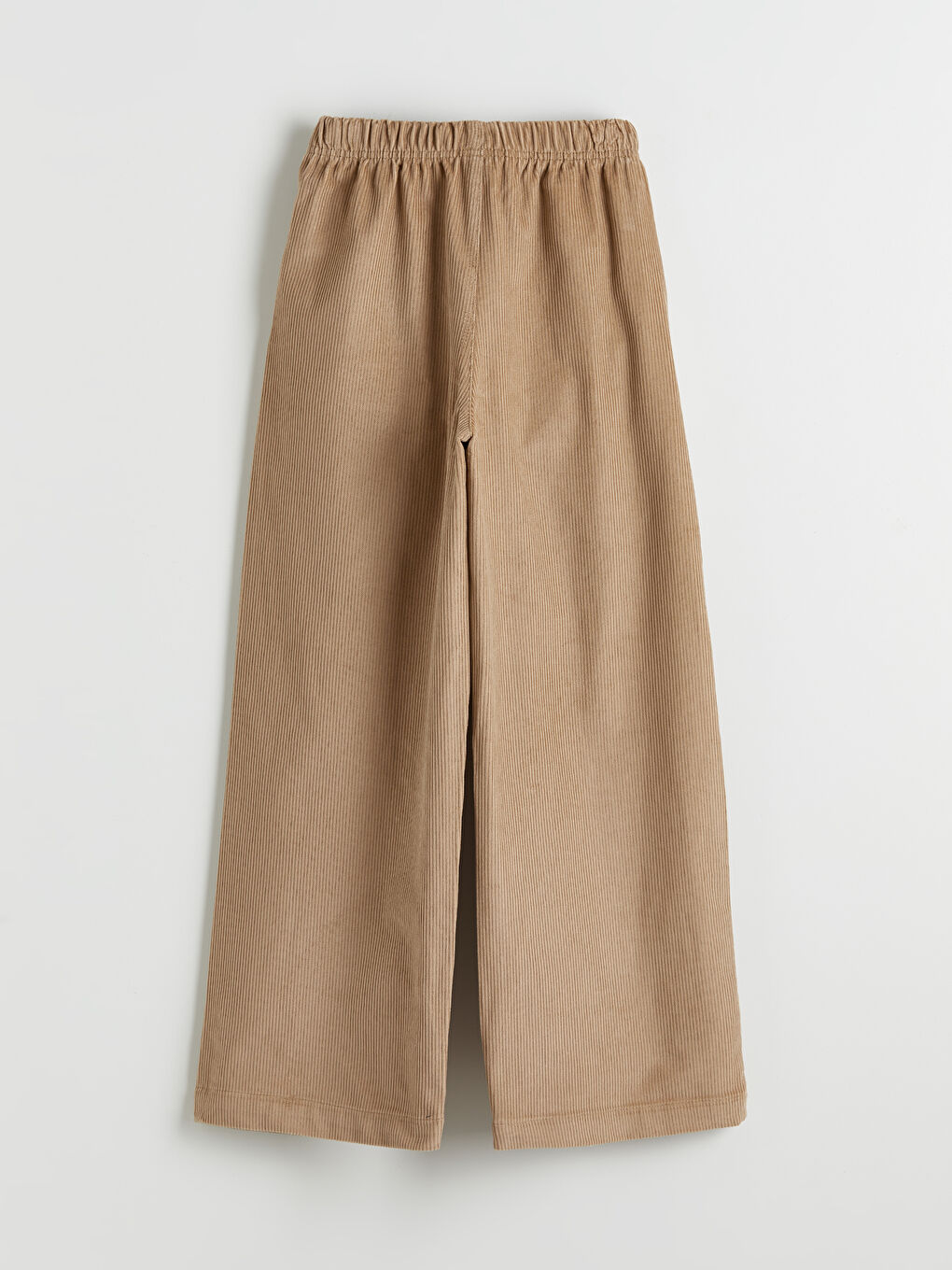 Bej Beli Lastikli Kadife Kız Çocuk Pantolon-1