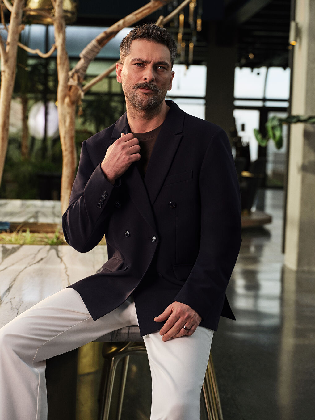 Lacivert Standart Kalıp Erkek Blazer Ceket