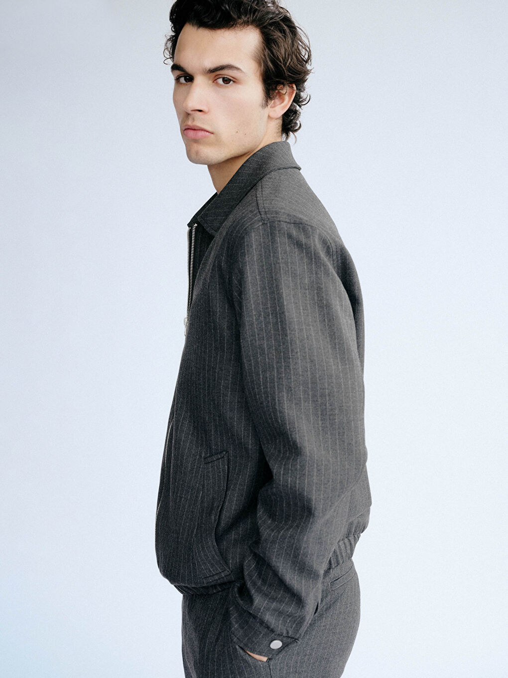 Antrasit Standart Kalıp Gömlek Yaka Erkek Mont-1