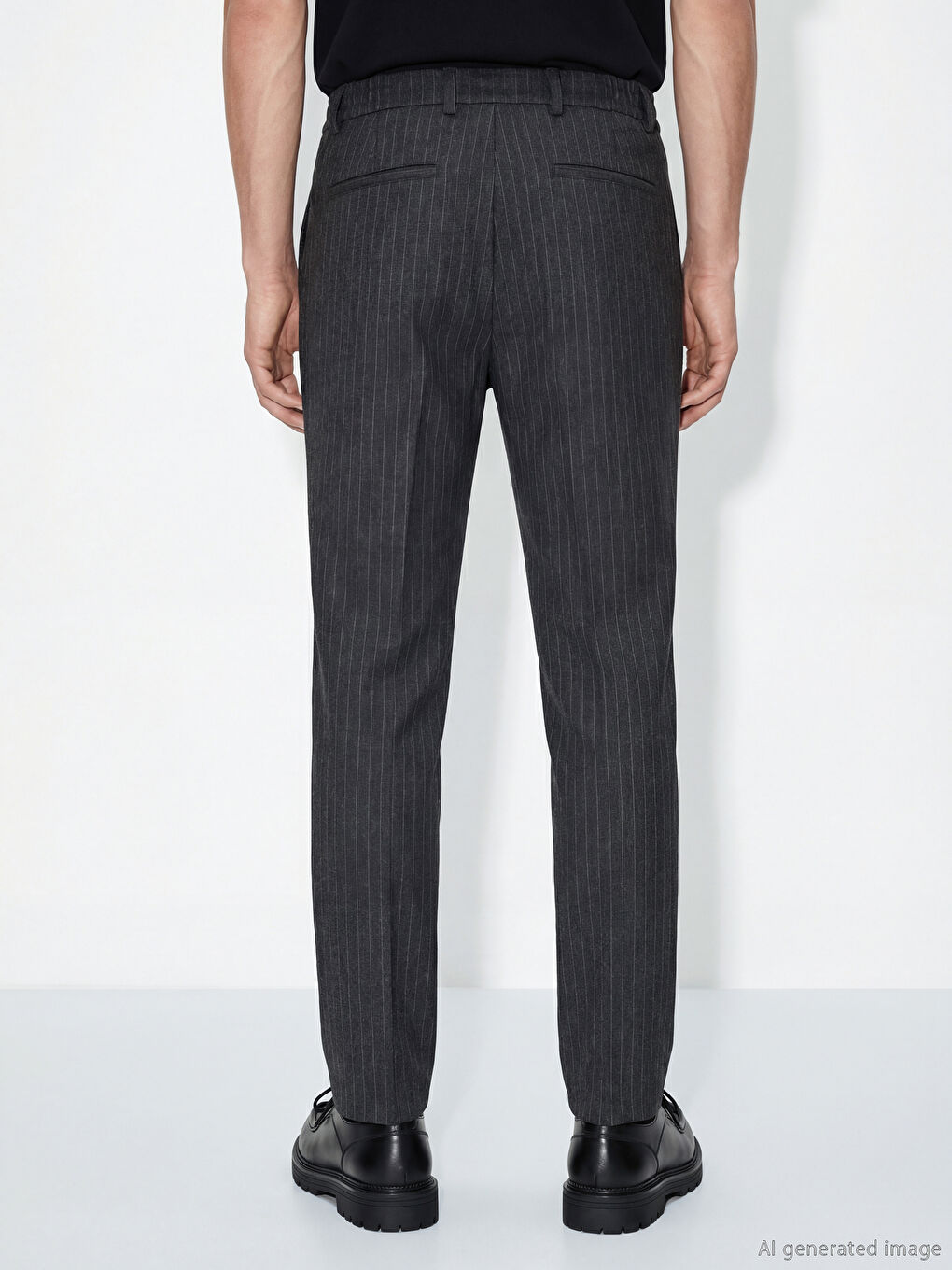 Antrasit Standart Fit Çizgili Erkek Pantolon-4