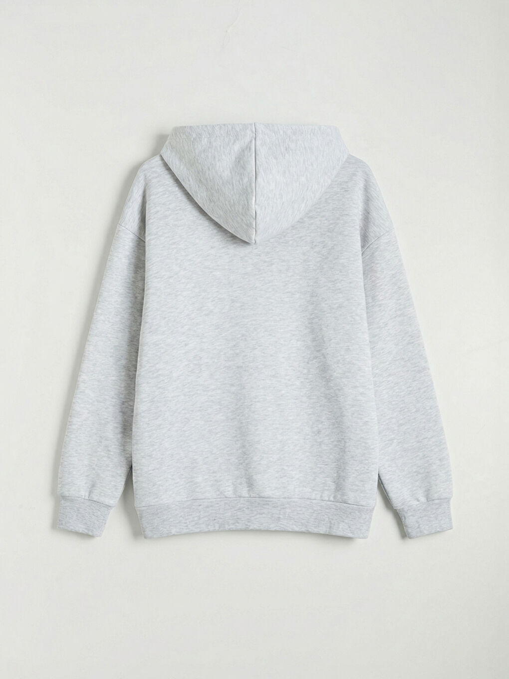 Gri Kapüşonlu Baskılı Kız Çocuk Fermuarlı Sweatshirt-1