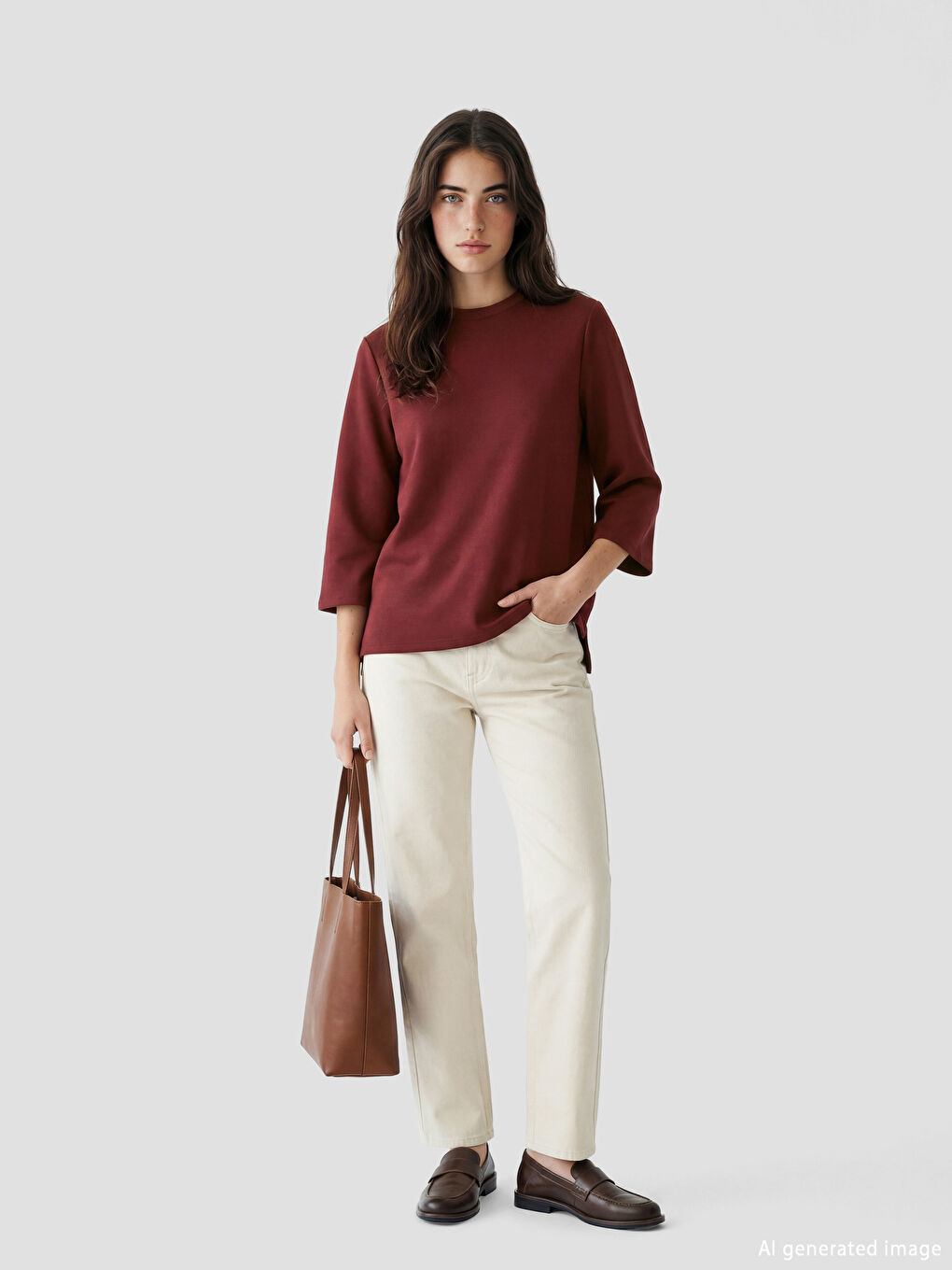 Bordo Bisiklet Yaka Oversize Kadın Sweatshirt Tunik-1