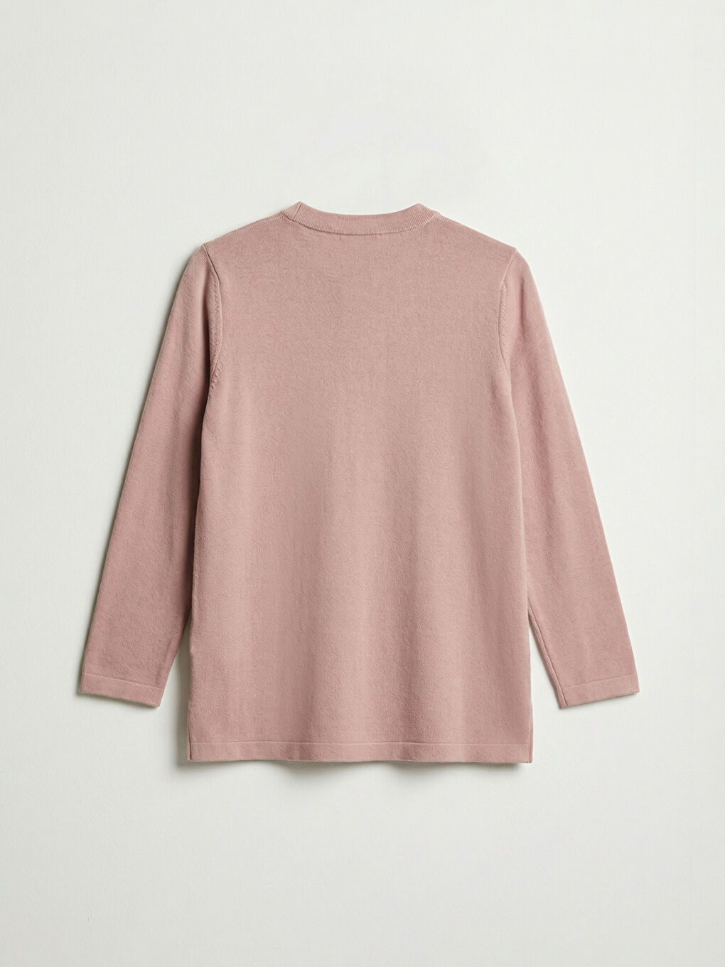 Pembe Bisiklet Yaka Çizgili Kadın Triko Kazak-1