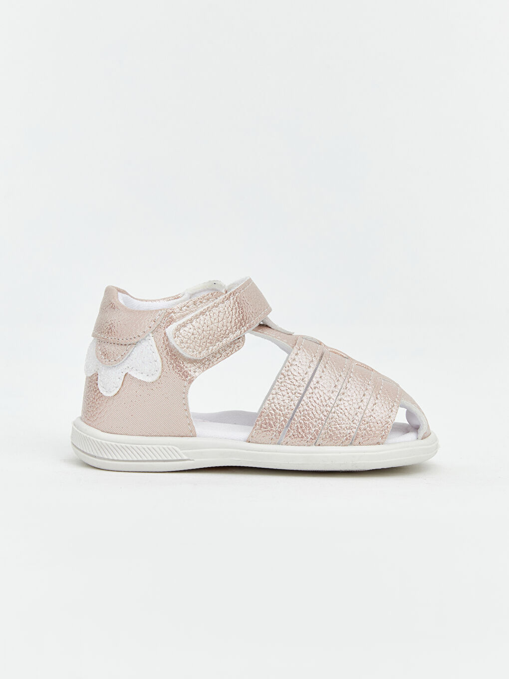 Pembe Deri Görünümlü Kız Bebek Sandalet-2
