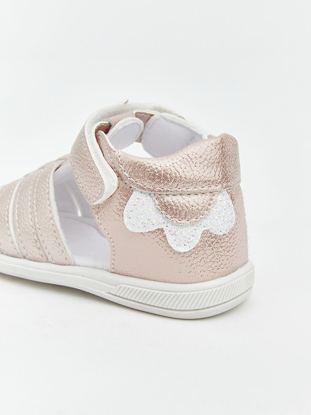 Pembe Deri Görünümlü Kız Bebek Sandalet-3