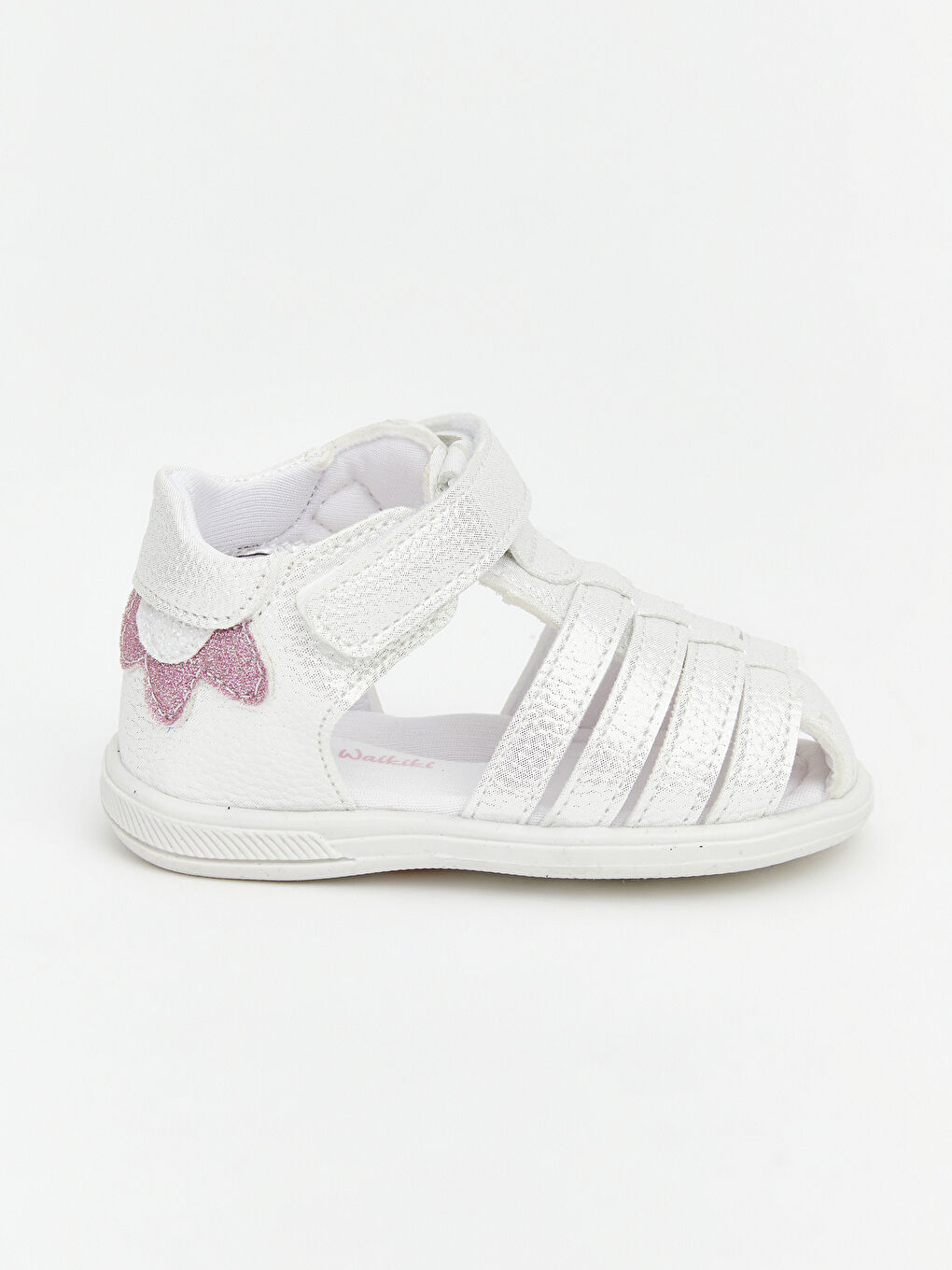 Beyaz Deri Görünümlü Kız Bebek Sandalet-1