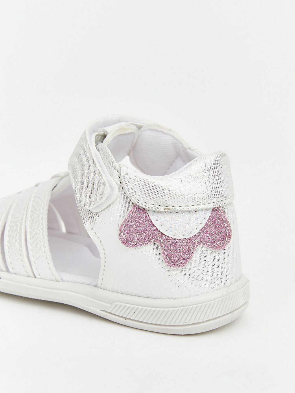 Beyaz Deri Görünümlü Kız Bebek Sandalet-4