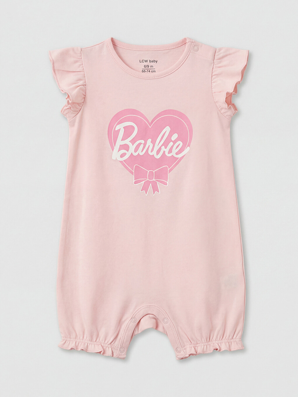 Pembe Bisiklet Yaka Barbie Baskılı Kız Bebek Tulum