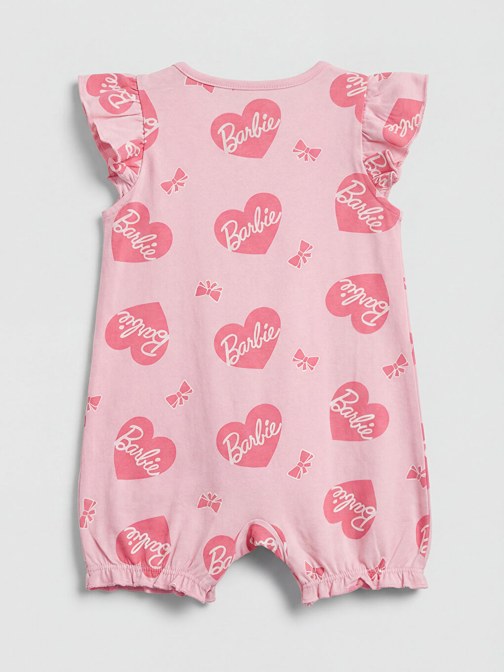Pembe Barbie Baskılı Kız Bebek Tulum 2'li-4