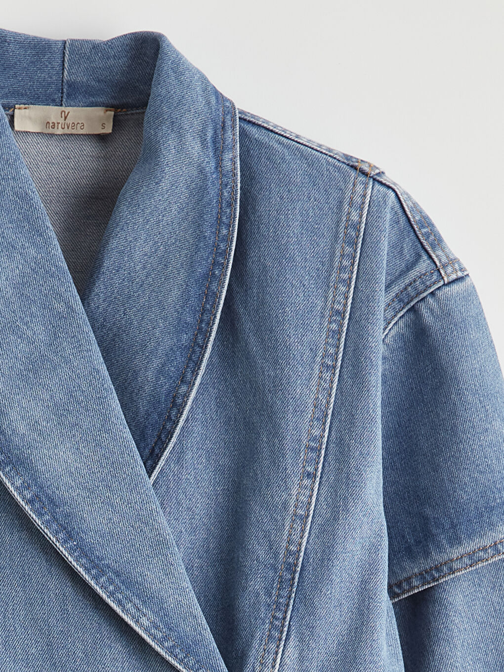 İndigo Kruvaze Yaka Kadın Jean Ceket-1