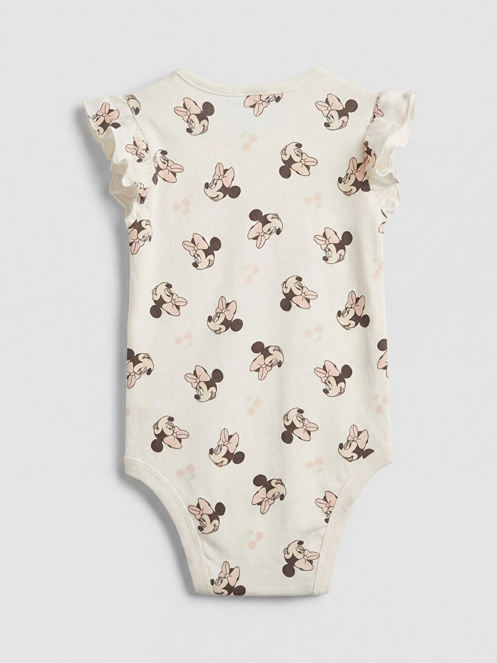Ekru Minnie Mouse Baskılı Kız Bebek Çıtçıtlı Body-2