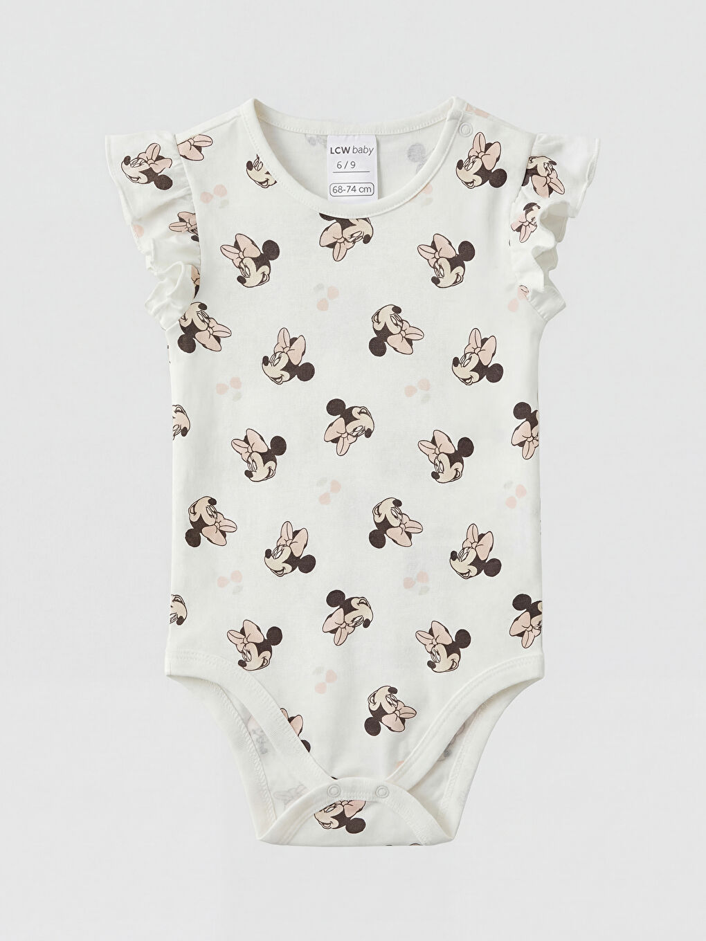 Yeşil Minnie Mouse Baskılı Kız Bebek Çıtçıtlı Body 2'li-3