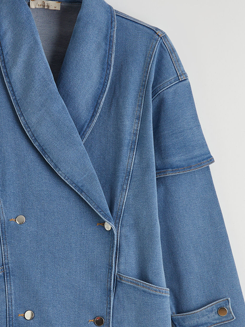 İndigo Kruvaze Yaka Kadın Jean Ceket-1