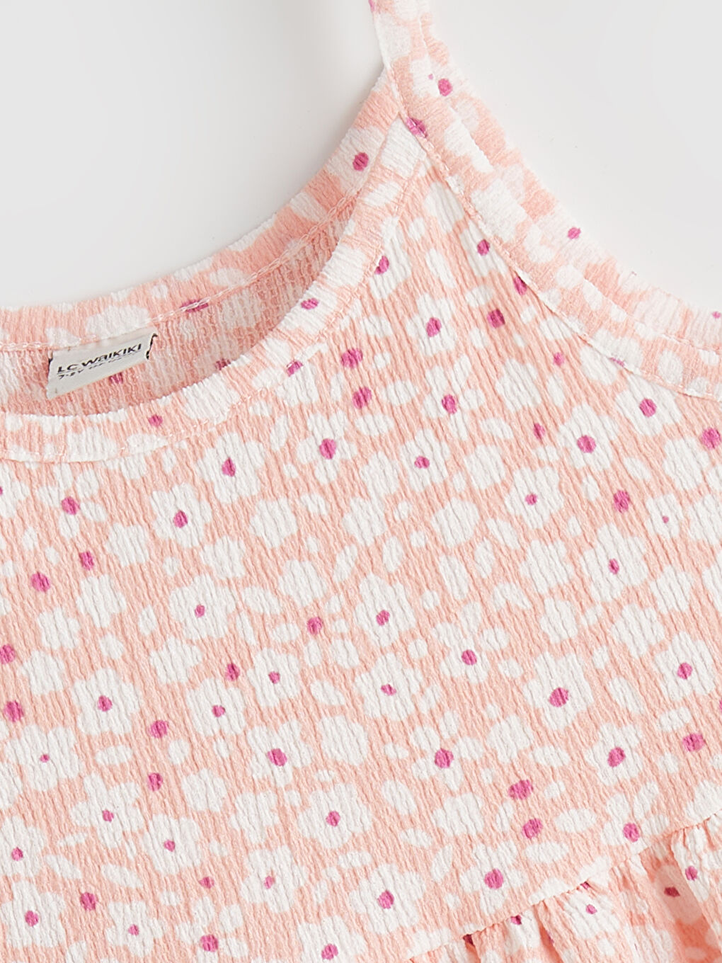 Pembe Bisiklet Yaka Çiçekli Kız Çocuk Elbise-1