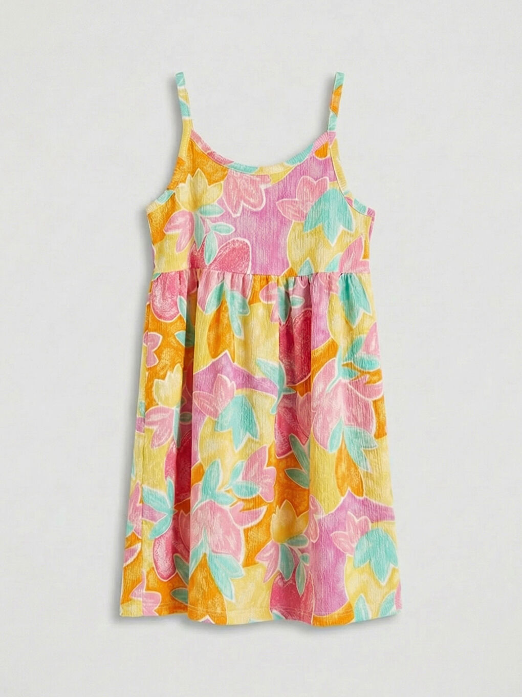 Sarı Bisiklet Yaka Kız Çocuk Elbise-1