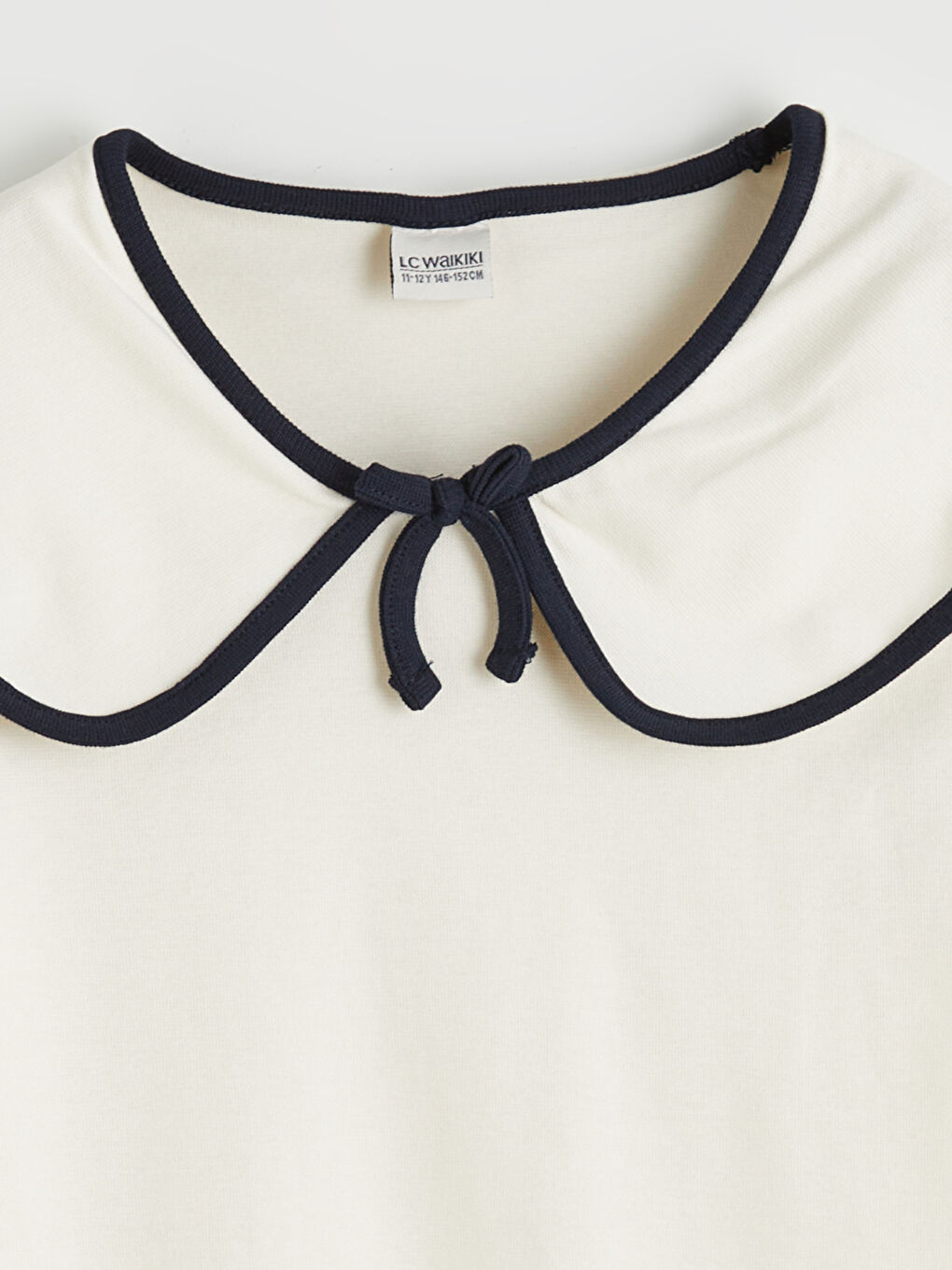 Ekru Bebe Yaka Kız Çocuk Tişört-1