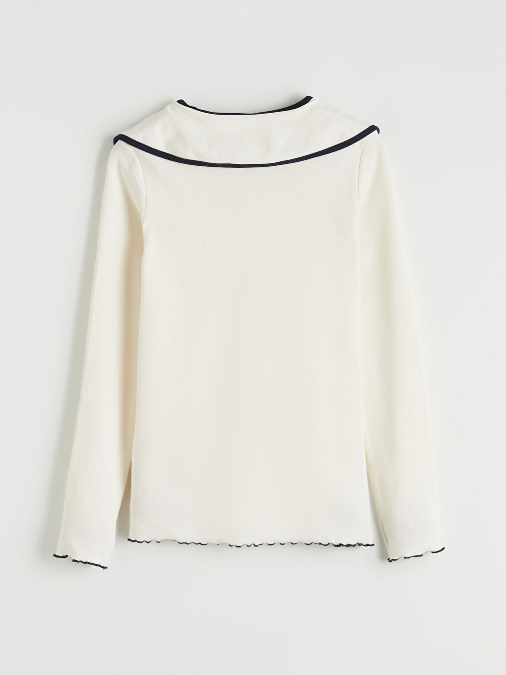 Ekru Bebe Yaka Kız Çocuk Tişört-2