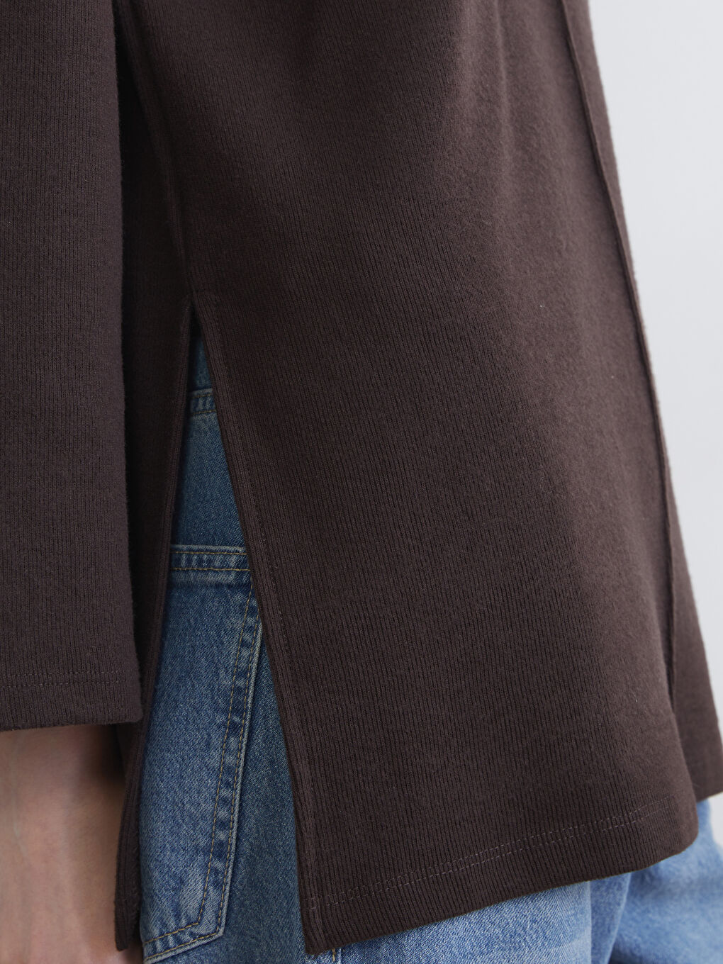 Kahverengi Oversize Kadın Sweatshirt Tunik-2