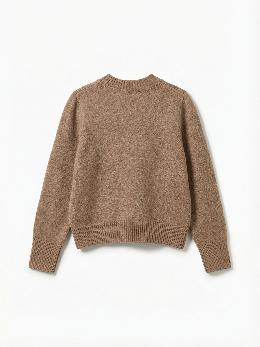 Bej Bisiklet Yaka Kadın Triko Kazak-1