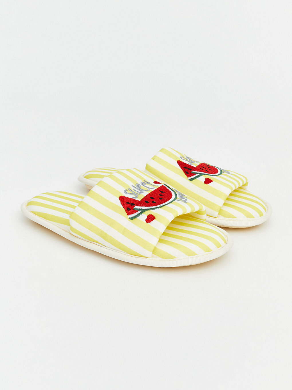 Sarı Karpuz Nakışlı Kadın Ev Terliği-1