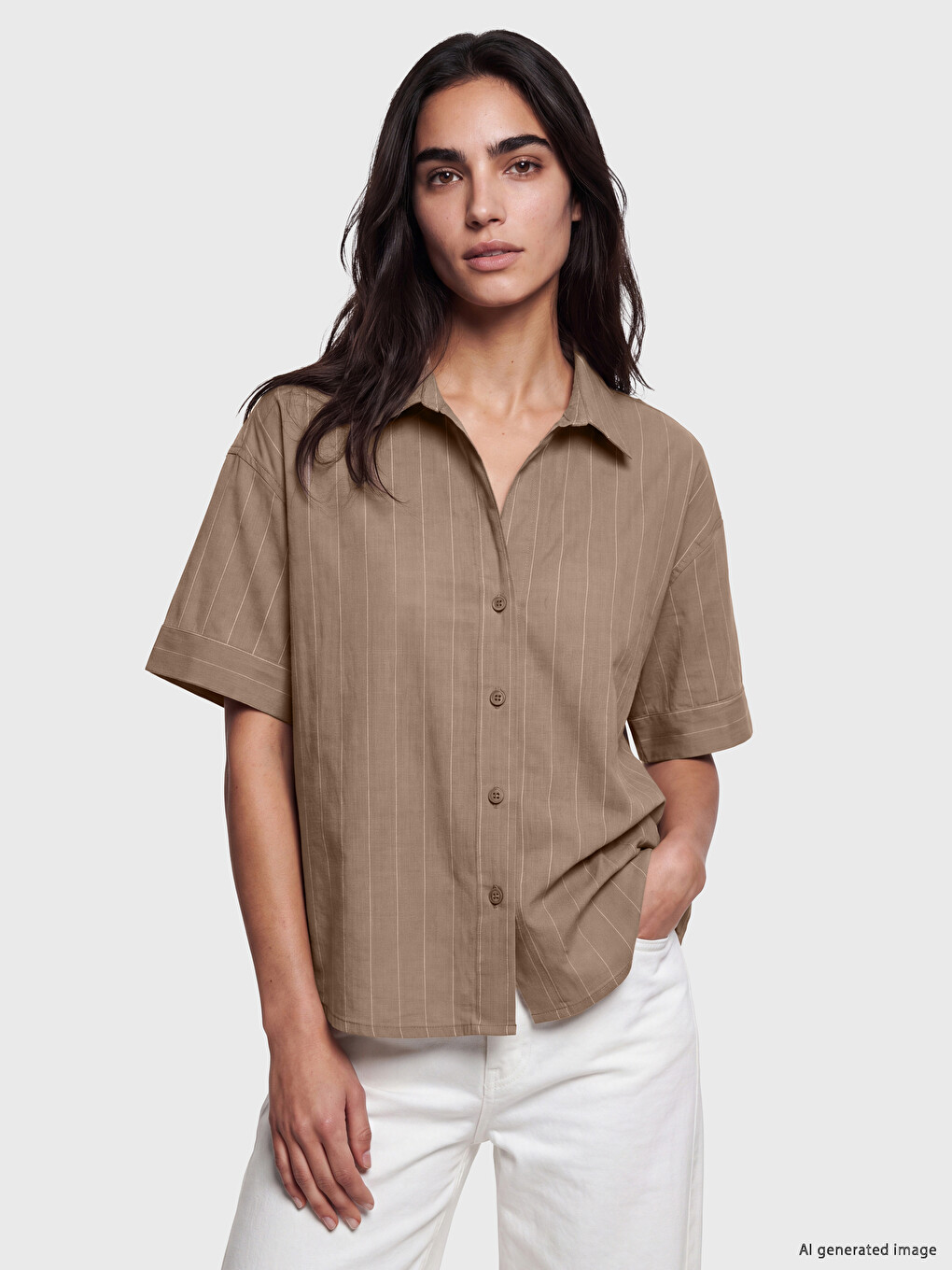 Striped Linen-look Women's Shirt