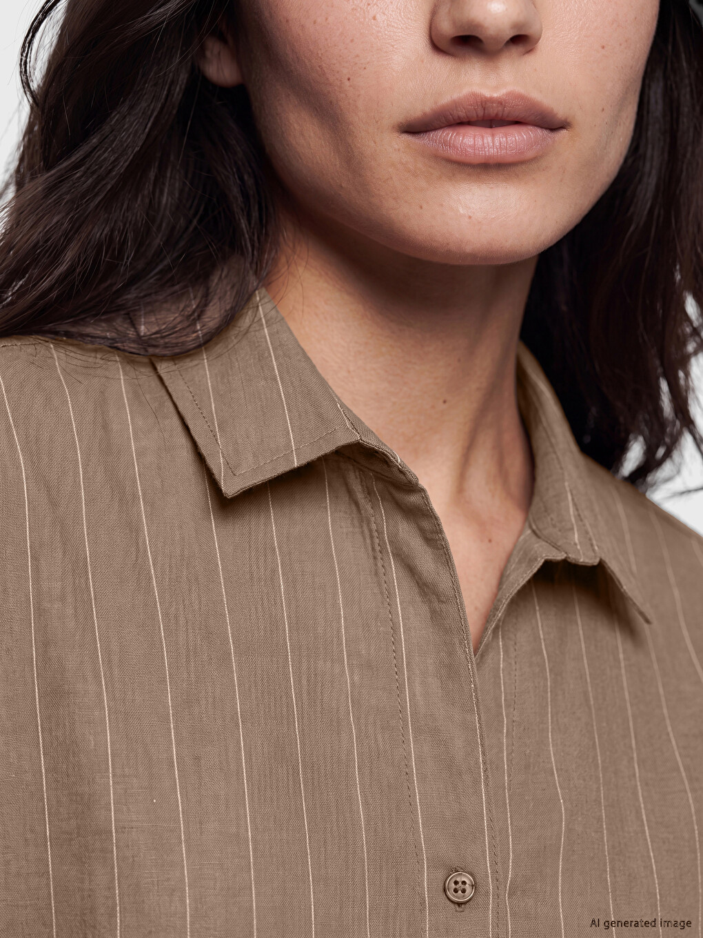 Striped Linen-look Women's Shirt-2