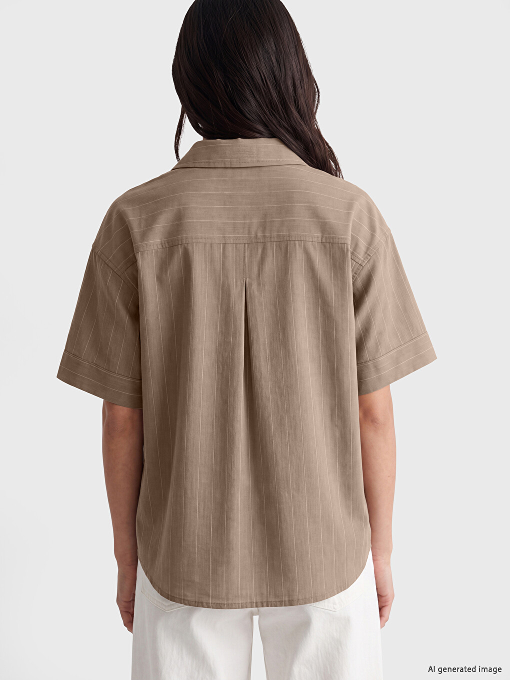 Striped Linen-look Women's Shirt-3