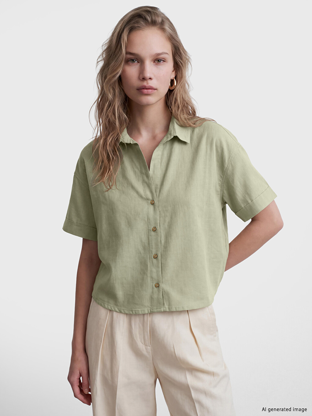 Striped Linen-look Oversize Women's Shirt