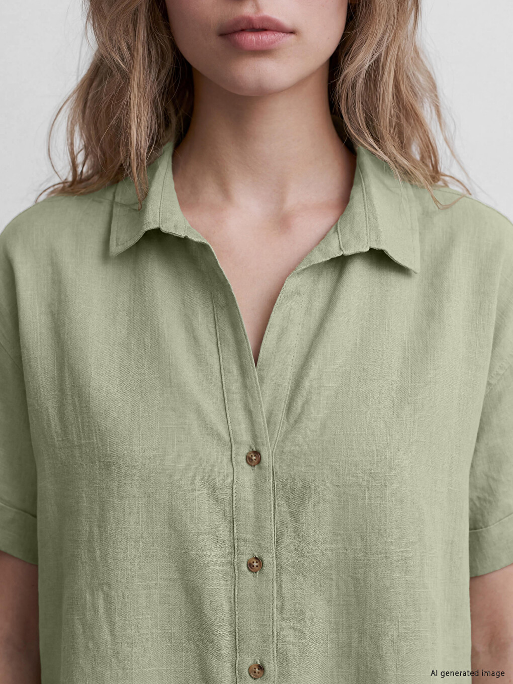 Striped Linen-look Oversize Women's Shirt-2