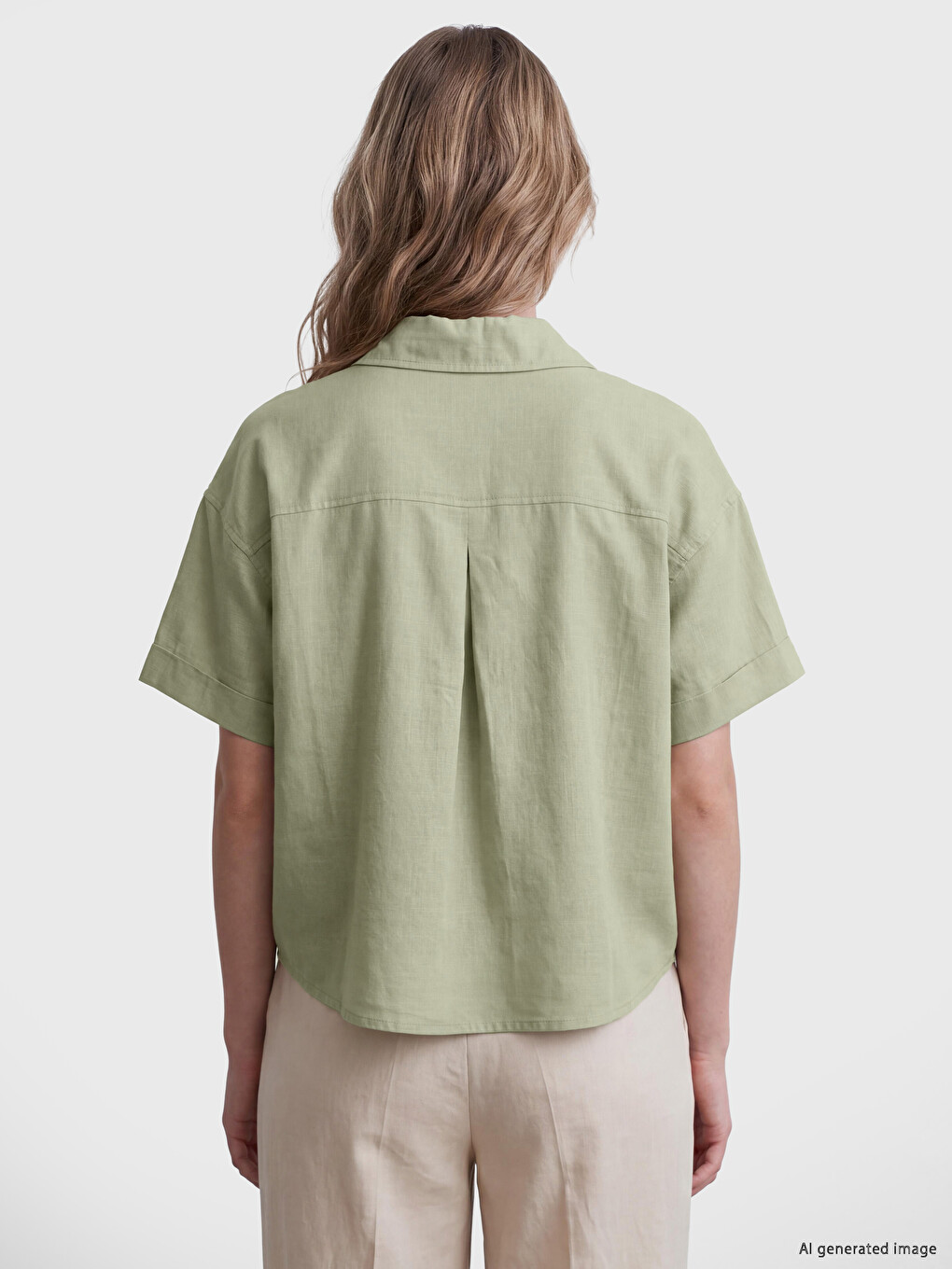 Striped Linen-look Oversize Women's Shirt-3