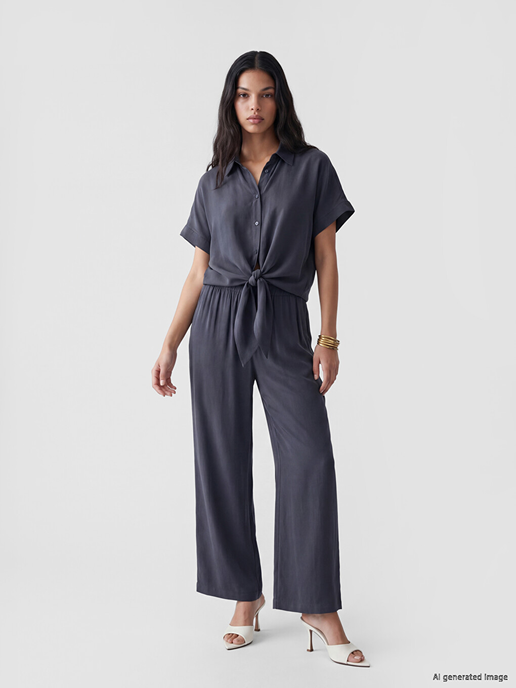 Tie Front Women's Shirt-1