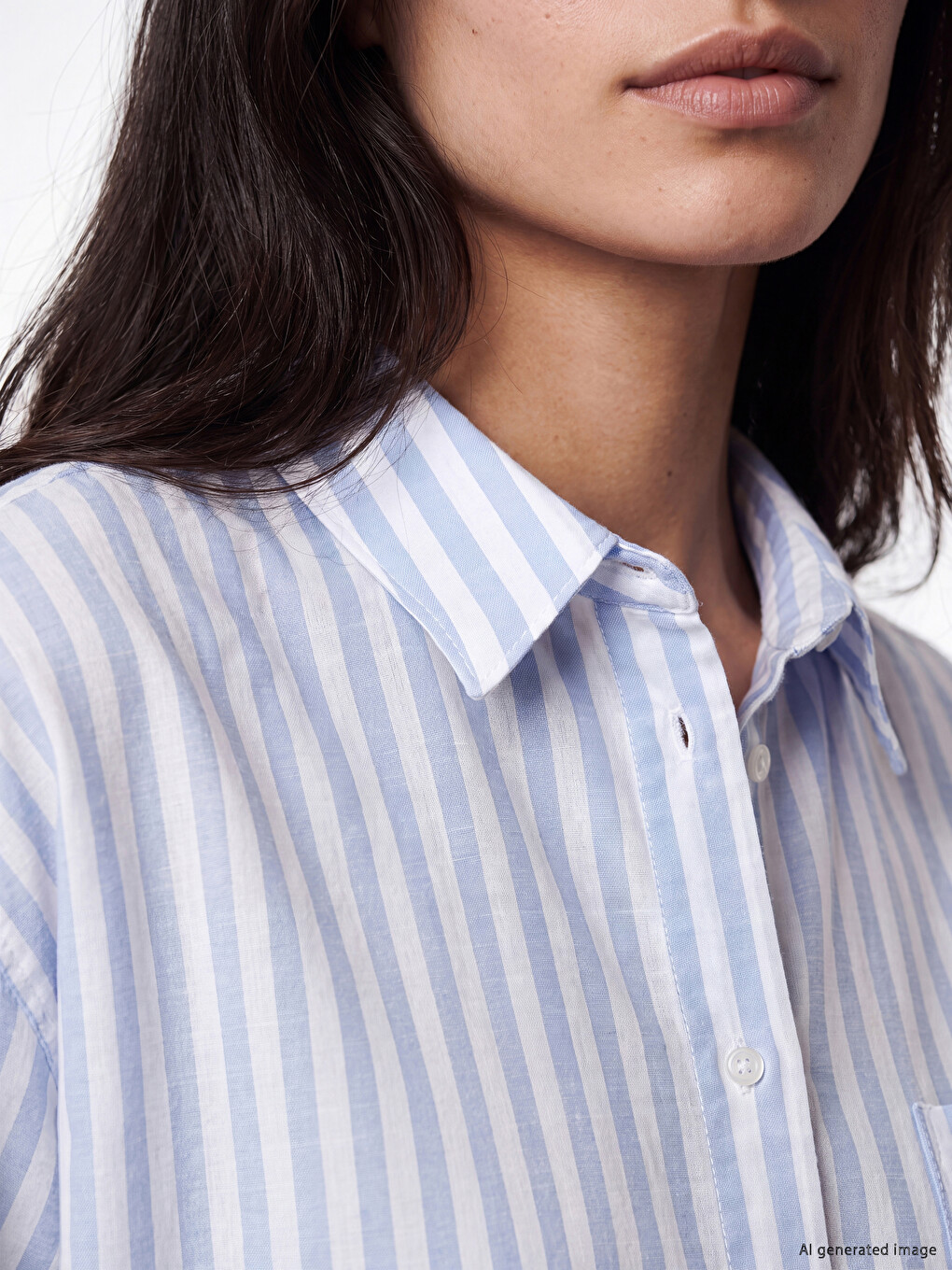 Striped Oversize Poplin Women's Shirt-2