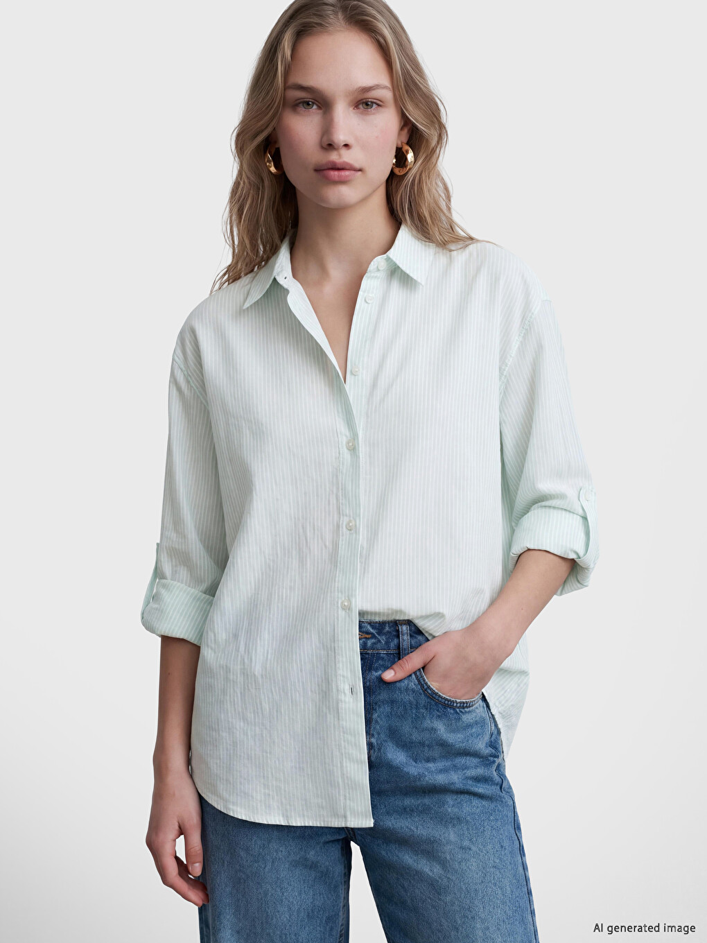 Striped Oversize Poplin Women's Shirt