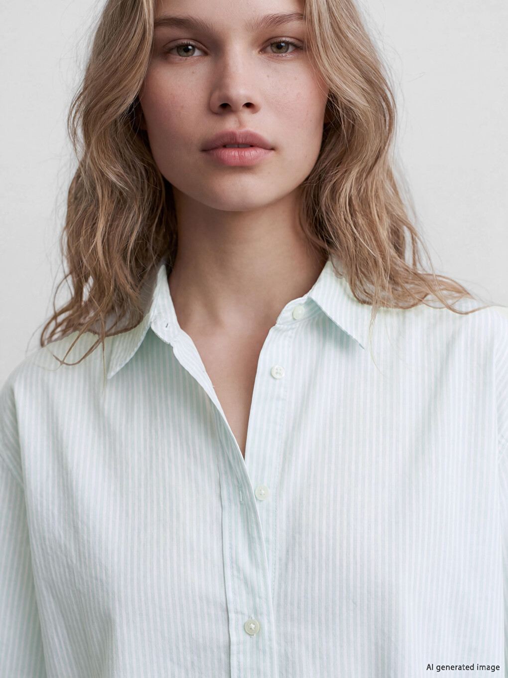 Striped Oversize Poplin Women's Shirt-2