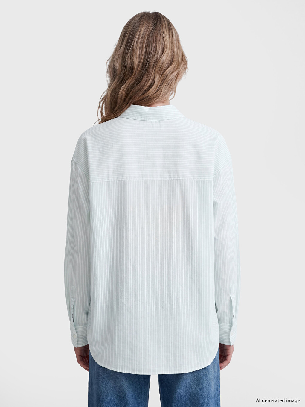 Striped Oversize Poplin Women's Shirt-3