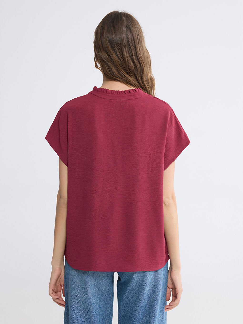 Блузка с оборками и V-образным вырезом-3