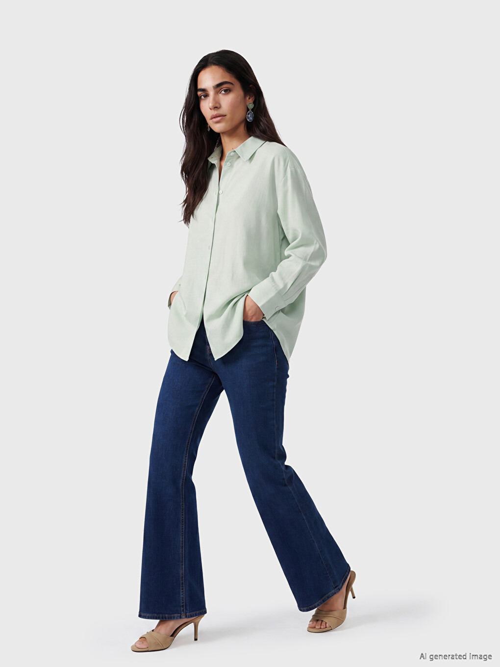 Oversize %100 Pamuklu Kadın Gömlek-1